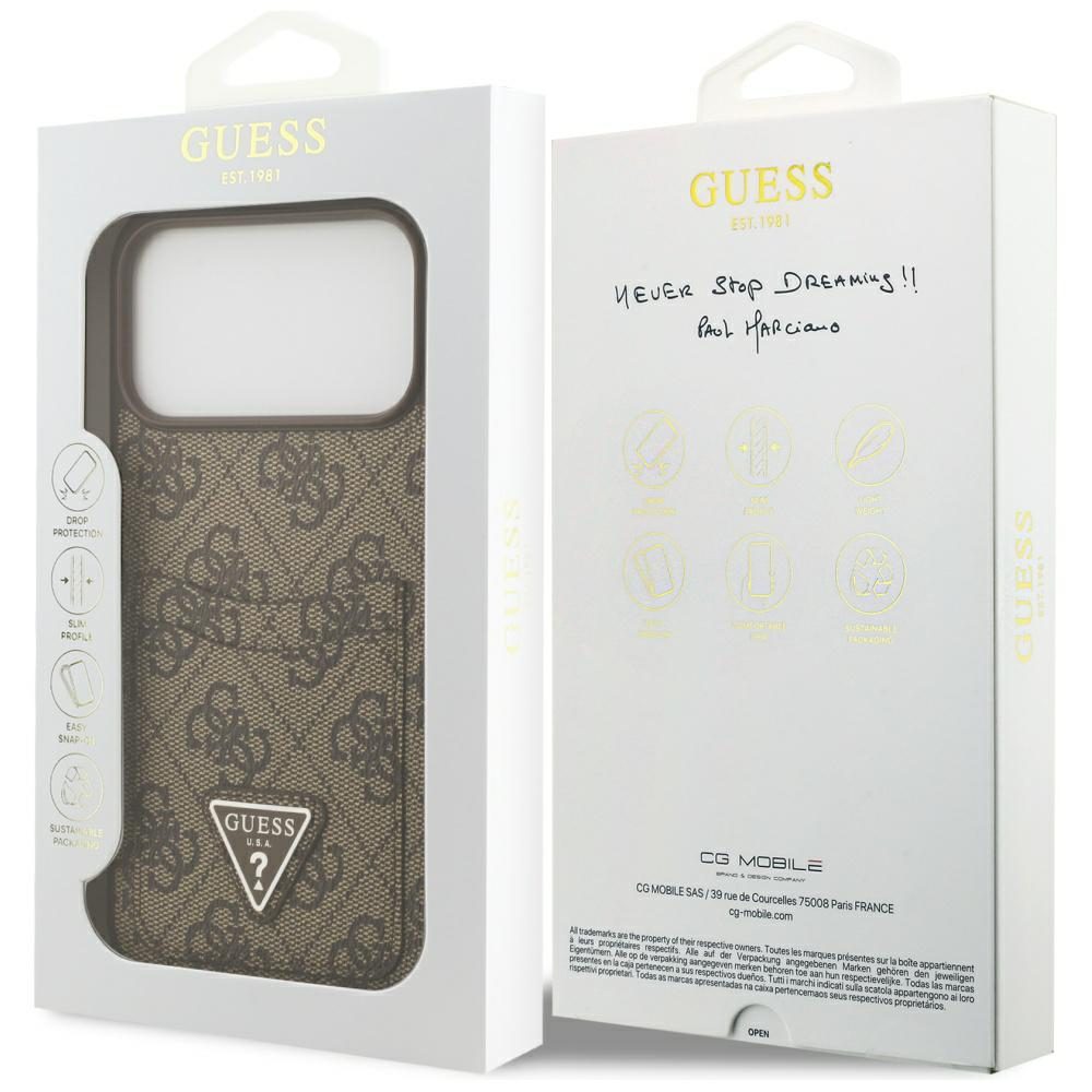 474130_oryg Guess 4G Double Card Triangle case for iPhone 17 Pro Max brown
