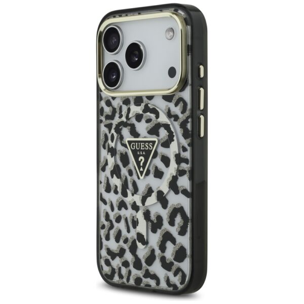 Guess Leopard Glitter MagSafe case for iPhone 17 Pro black