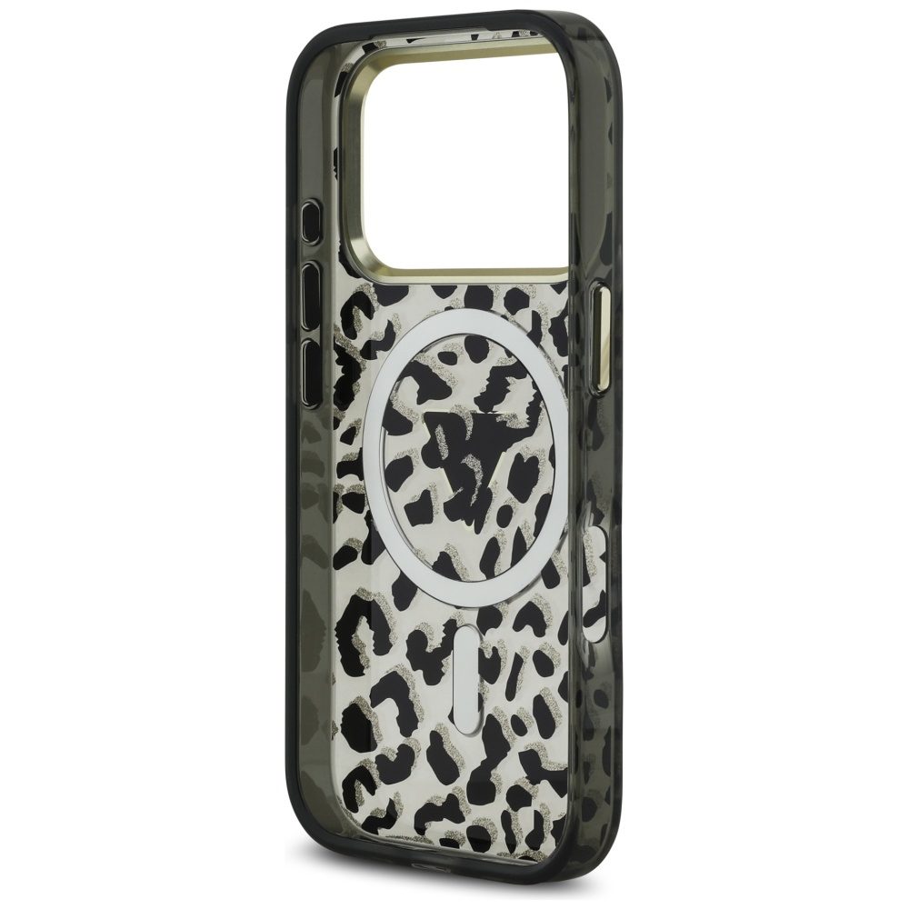 Guess Leopard Glitter MagSafe case for iPhone 17 Pro black