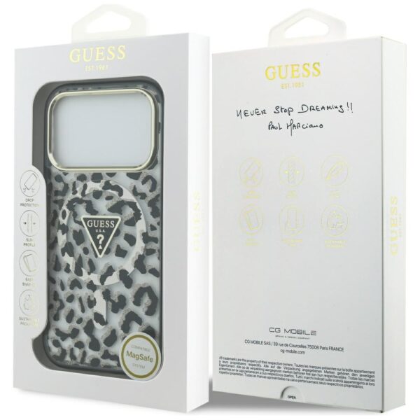Guess Leopard Glitter MagSafe case for iPhone 17 Pro black