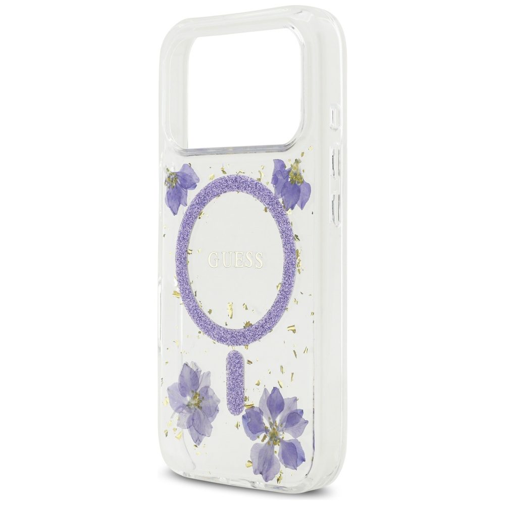 474208_oryg Guess Resin Flowers Glitter MagSafe case for iPhone 17 Pro purple