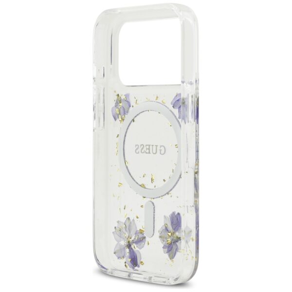 474209_oryg Guess Resin Flowers Glitter MagSafe case for iPhone 17 Pro purple