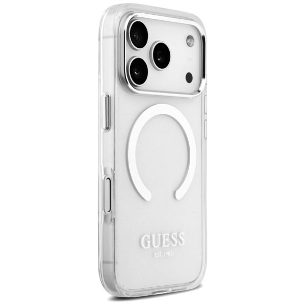 Guess Metal Outline MagSafe case for iPhone 17 Pro silver