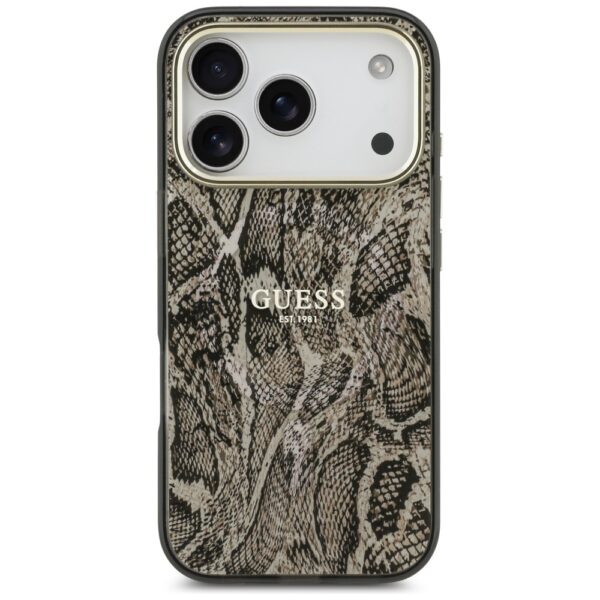 Guess Python Pattern MagSafe case for iPhone 17 Pro Max brown