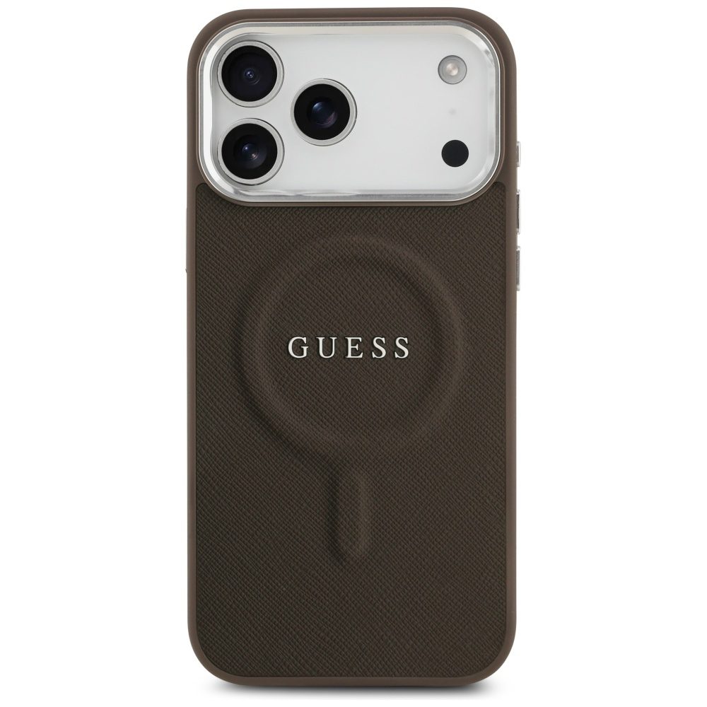 Guess Classic Logo MagSafe case for iPhone 17 Pro brown