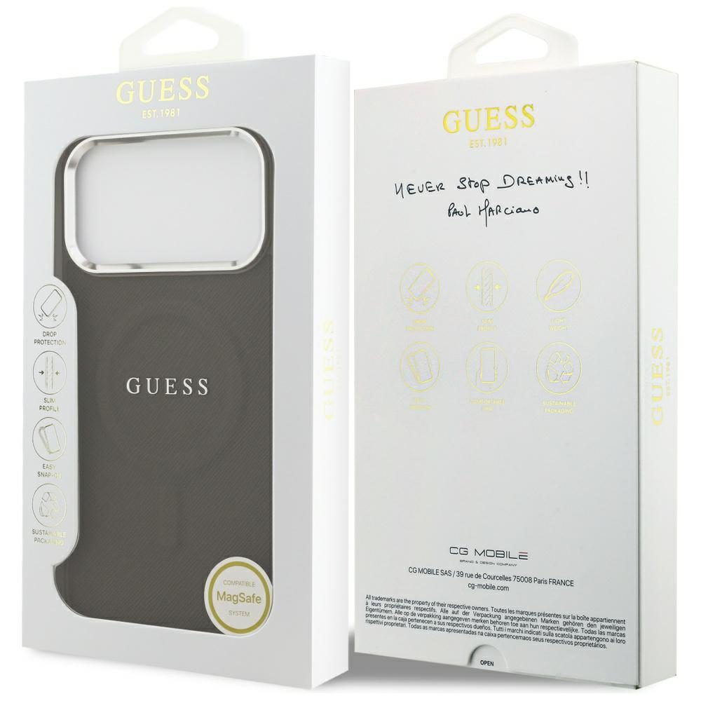 Guess Classic Logo MagSafe case for iPhone 17 Pro brown