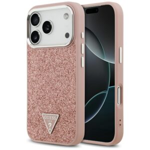 474379_oryg Guess Glitter Triangle Logo MagSafe case for iPhone 17 Pro pink