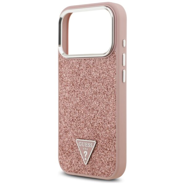 Guess Glitter Triangle Logo MagSafe case for iPhone 17 Pro pink