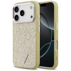 474395_oryg Guess Glitter Triangle Logo MagSafe case for iPhone 17 Pro gold
