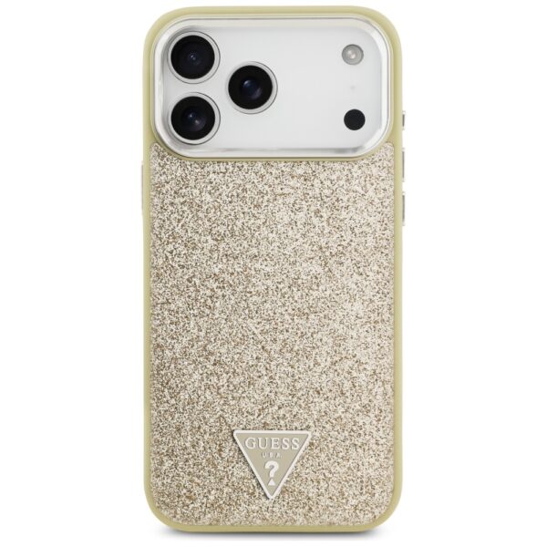 Guess Glitter Triangle Logo MagSafe case for iPhone 17 Pro Max gold