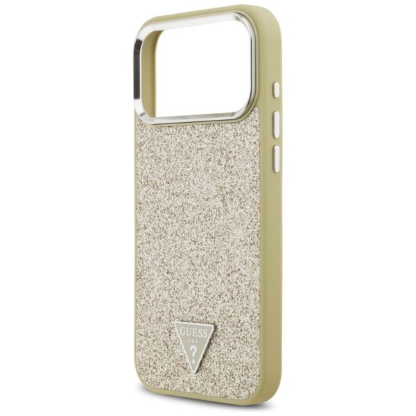 Guess Glitter Triangle Logo MagSafe case for iPhone 17 Pro Max gold