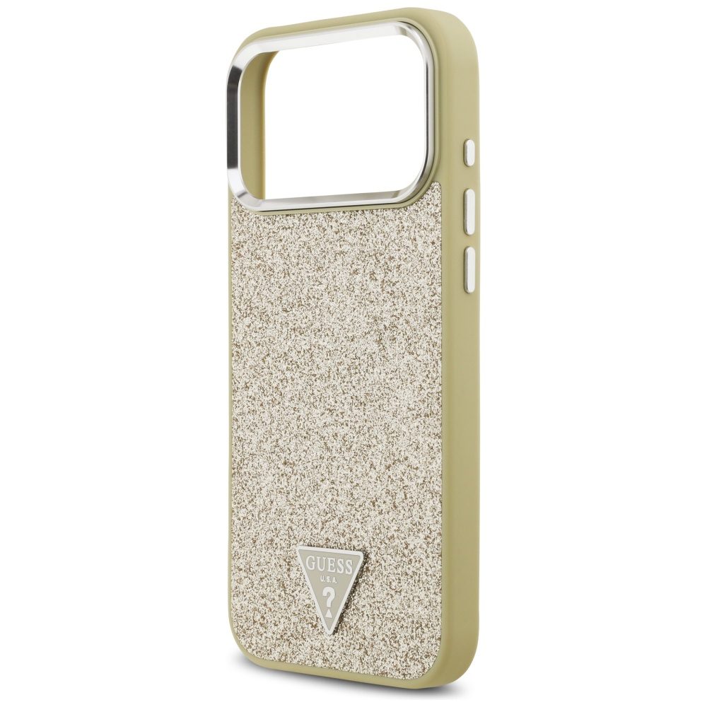 Guess Glitter Triangle Logo MagSafe case for iPhone 17 Pro Max gold