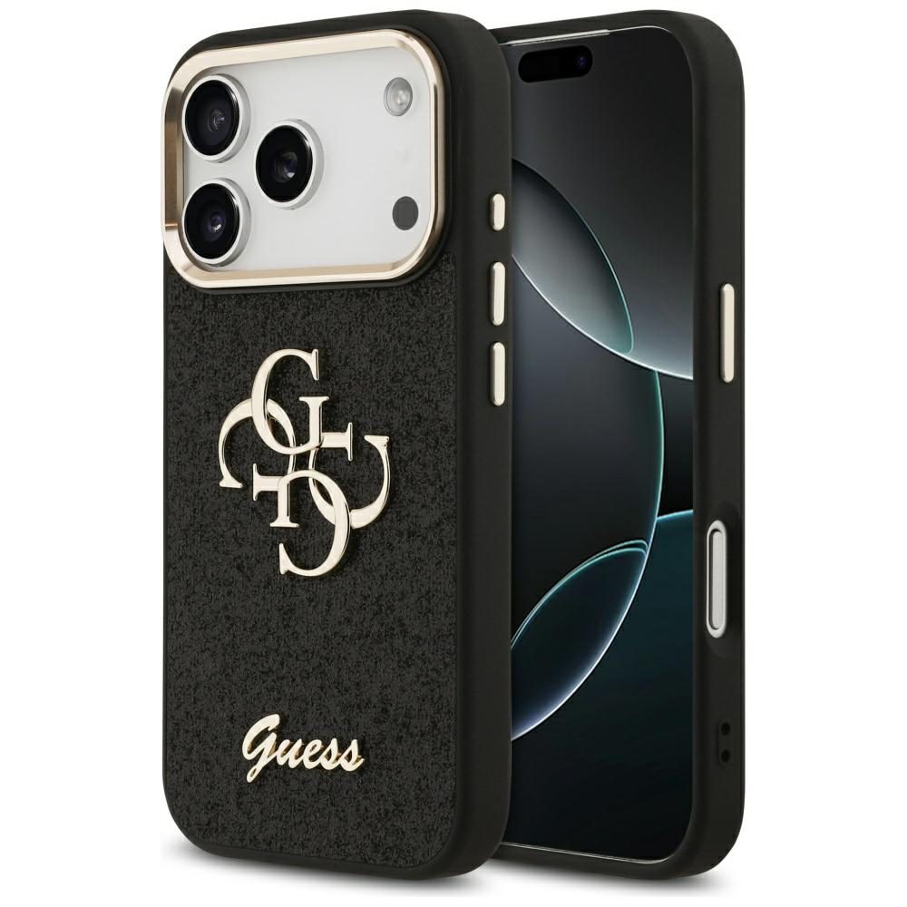 Guess Fixed Glitter Big 4G Metal Frame case for iPhone 17 Pro black