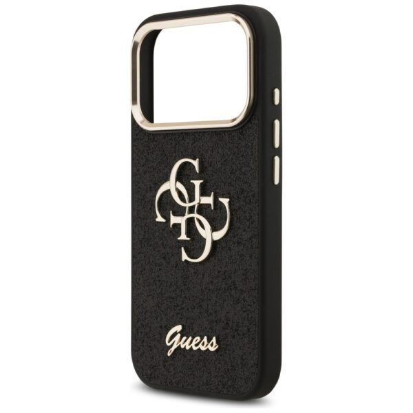 Guess Fixed Glitter Big 4G Metal Frame case for iPhone 17 Pro black