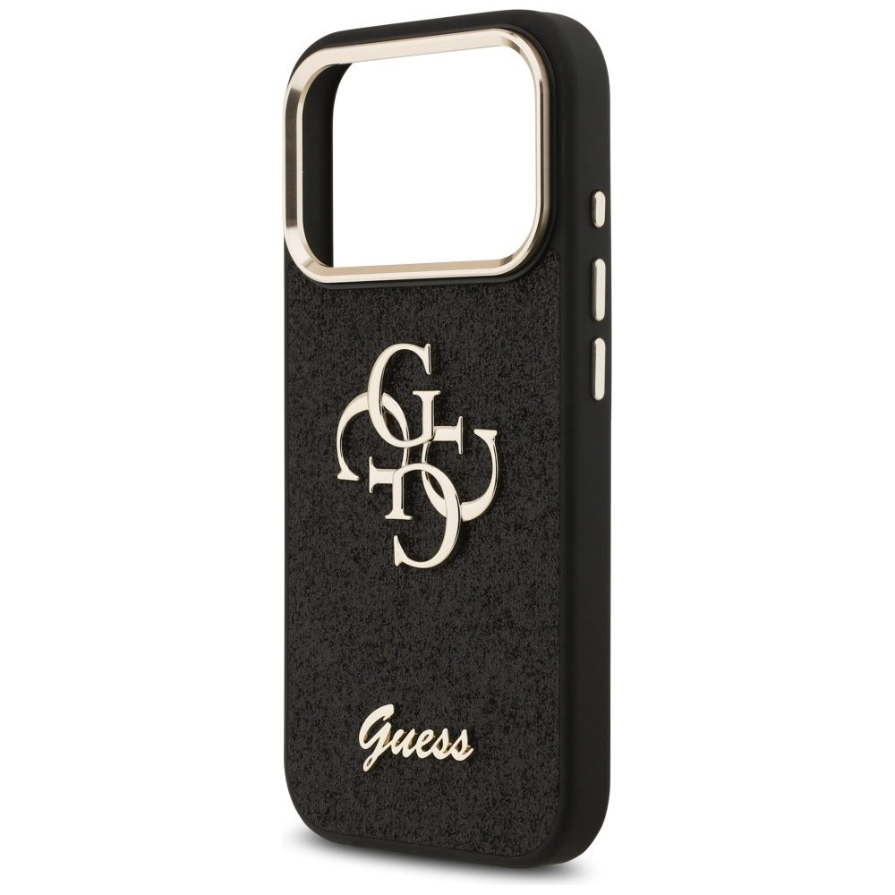 Guess Fixed Glitter Big 4G Metal Frame case for iPhone 17 Pro black