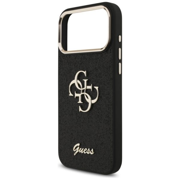 Guess Fixed Glitter Big 4G Metal Frame case for iPhone 17 Pro Max black