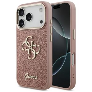 474427_oryg Guess Fixed Glitter Big 4G Metal Frame case for iPhone 17 Pro pink