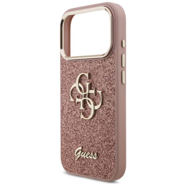 474432_oryg Guess Fixed Glitter Big 4G Metal Frame case for iPhone 17 Pro pink