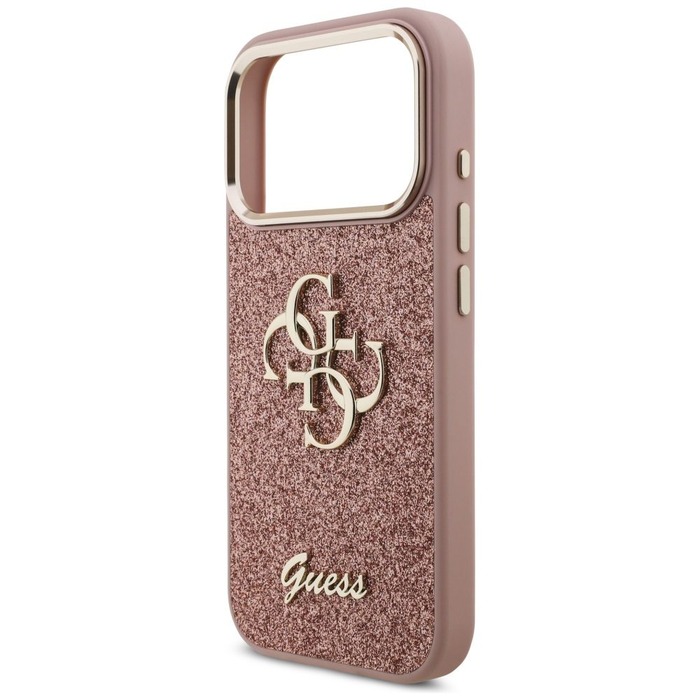 474432_oryg Guess Fixed Glitter Big 4G Metal Frame case for iPhone 17 Pro pink