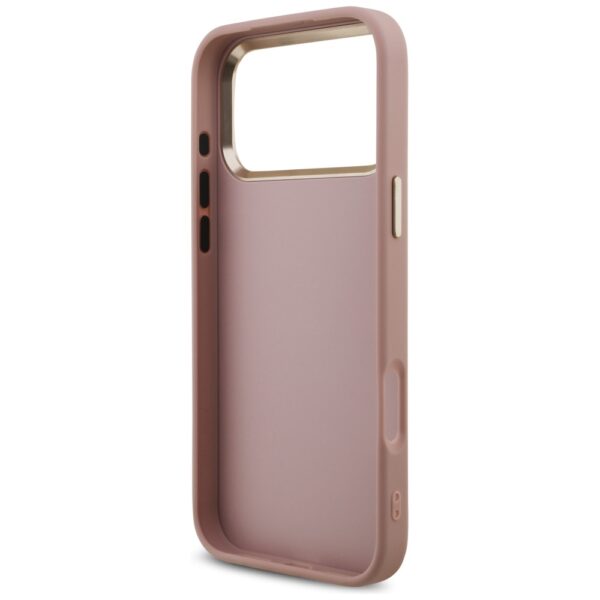 Guess Fixed Glitter Big 4G Metal Frame case for iPhone 17 Pro Max pink