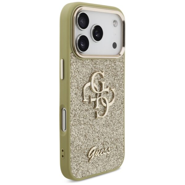 Guess Fixed Glitter Big 4G Metal Frame case for iPhone 17 Pro gold