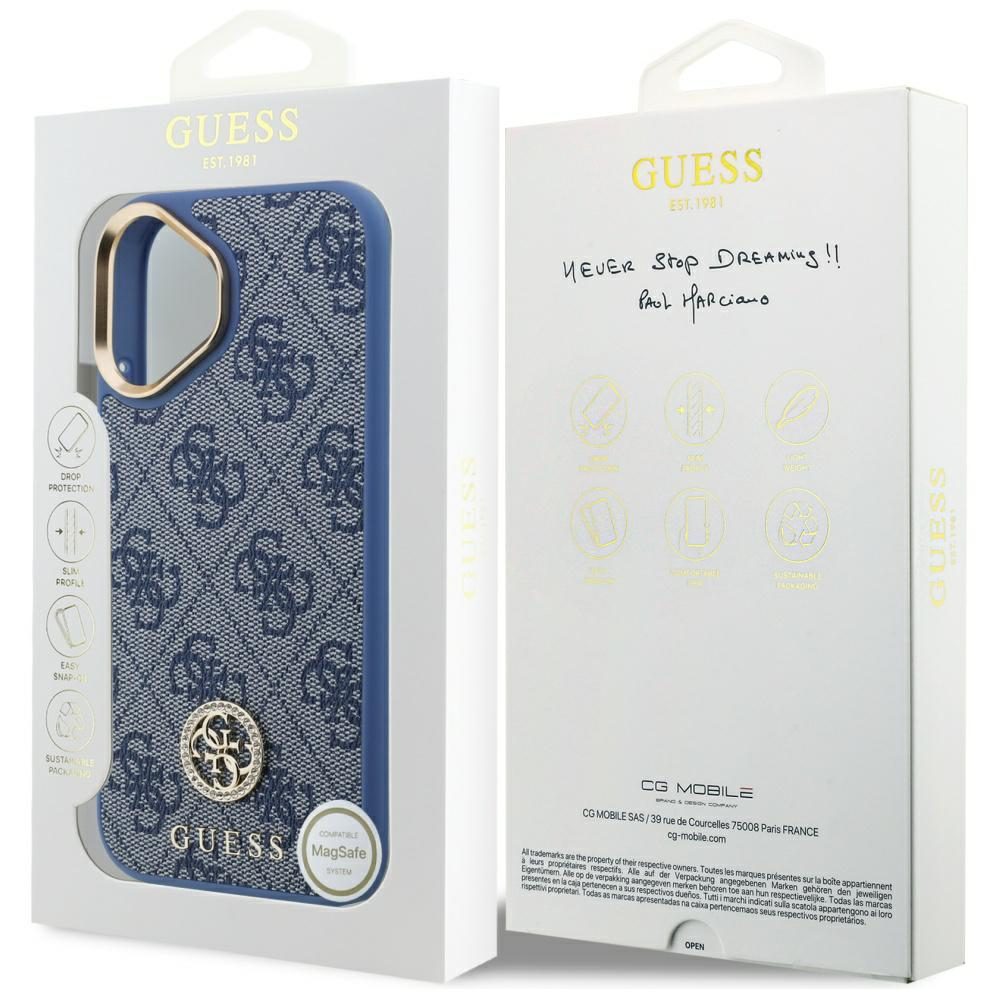 474466_oryg Guess 4G Strass Logo MagSafe case for iPhone 17 blue