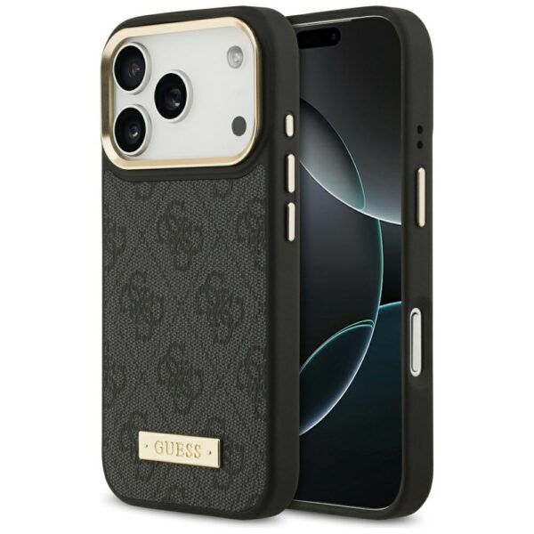 Guess 4G Logo Plate MagSafe case for iPhone 17 Pro black