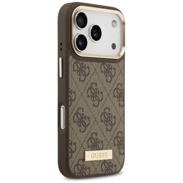 Guess 4G Logo Plate MagSafe case for iPhone 17 Pro brown