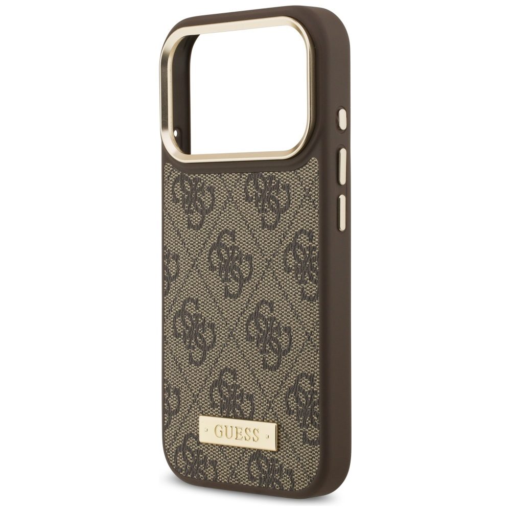 Guess 4G Logo Plate MagSafe case for iPhone 17 Pro brown