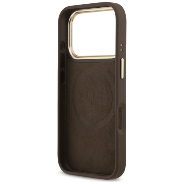 Guess 4G Logo Plate MagSafe case for iPhone 17 Pro brown