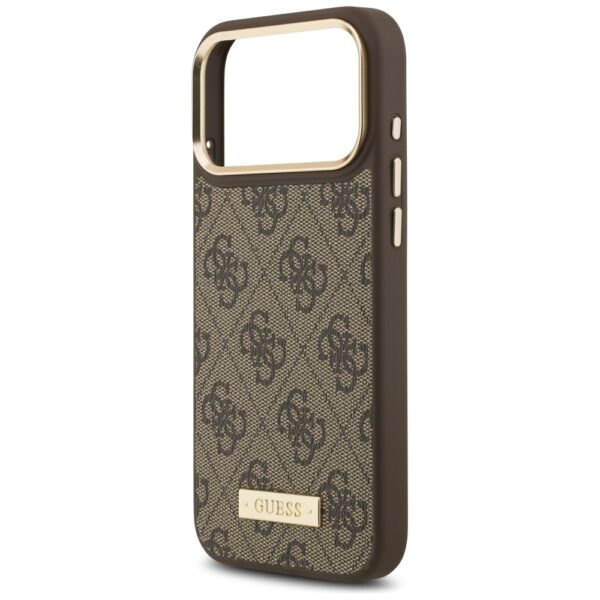Guess 4G Logo Plate MagSafe case for iPhone 17 Pro Max brown