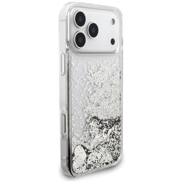 Guess Liq. Glitter Charms case for iPhone 17 Pro silver