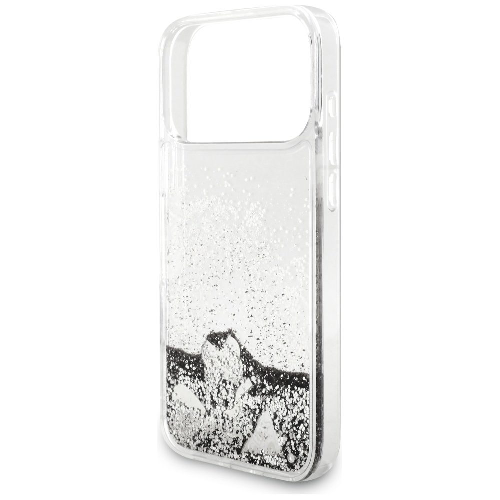 Guess Liq. Glitter Charms case for iPhone 17 Pro silver
