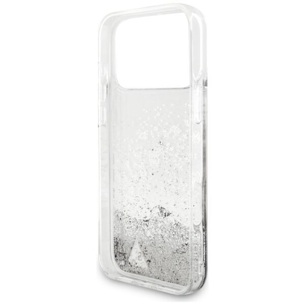 Guess Liq. Glitter Charms case for iPhone 17 Pro silver