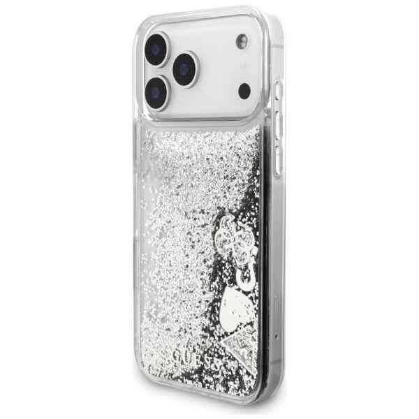 Guess Liq. Glitter Charms case for iPhone 17 Pro Max silver