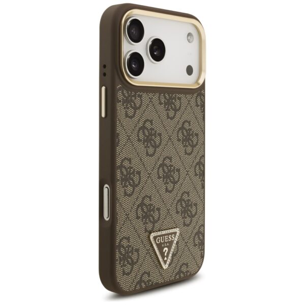 474630_oryg Guess 4G Triangle Logo & Big Strap Metal Buttons MagSafe case for iPhone 17 Pro Max brown