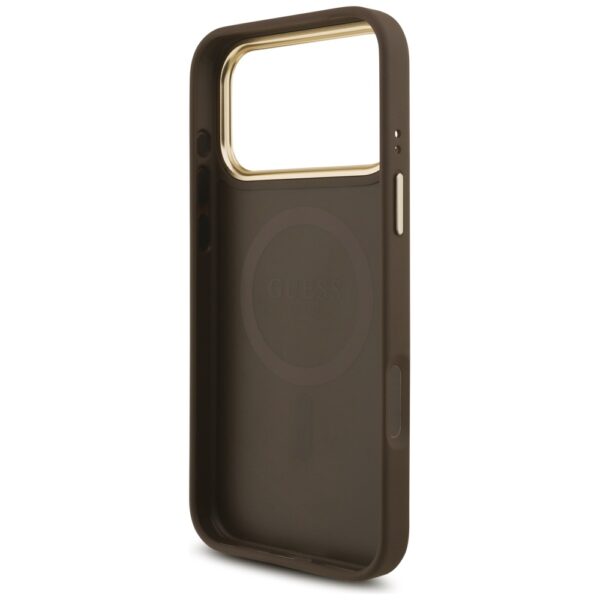 474633_oryg Guess 4G Triangle Logo & Big Strap Metal Buttons MagSafe case for iPhone 17 Pro Max brown