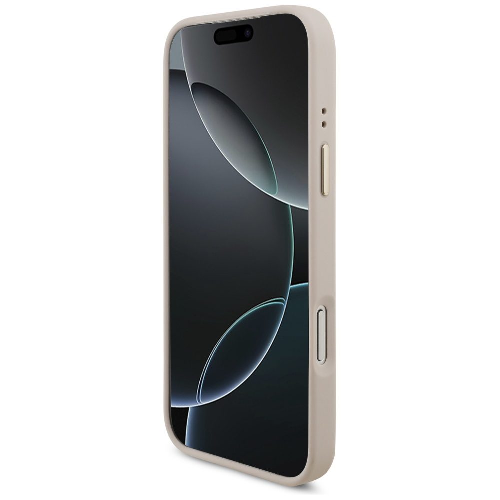 Guess 4G Triangle Logo & Big Strap Metal Buttons MagSafe case for iPhone 17 Pro Max pink