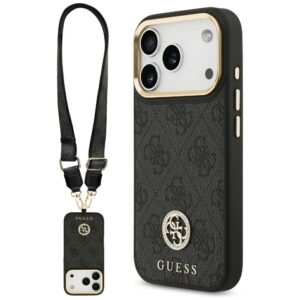 474663_oryg Guess 4G Strass Logo & Big Strap Metal Buttons MagSafe case for iPhone 17 Pro black