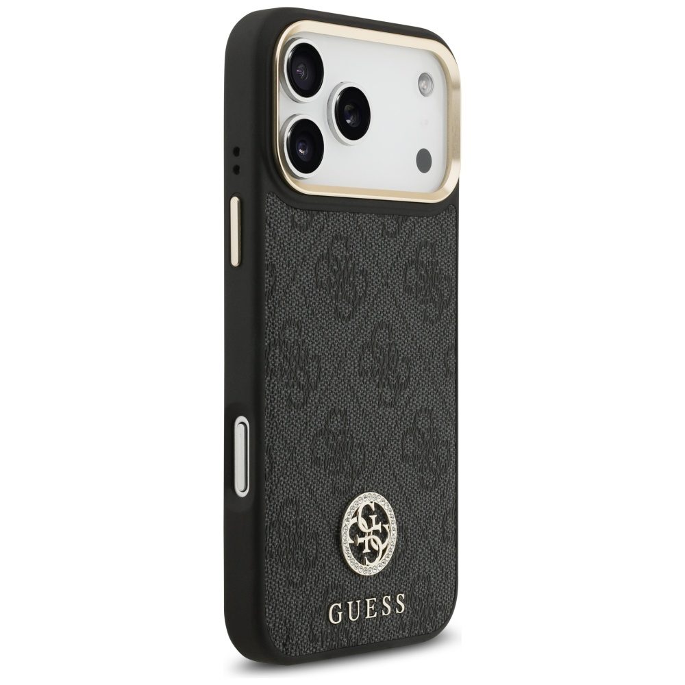 474675_oryg Guess 4G Srtass Logo & Big Strap Metal Buttons MagSafe case for iPhone 17 Pro Max black