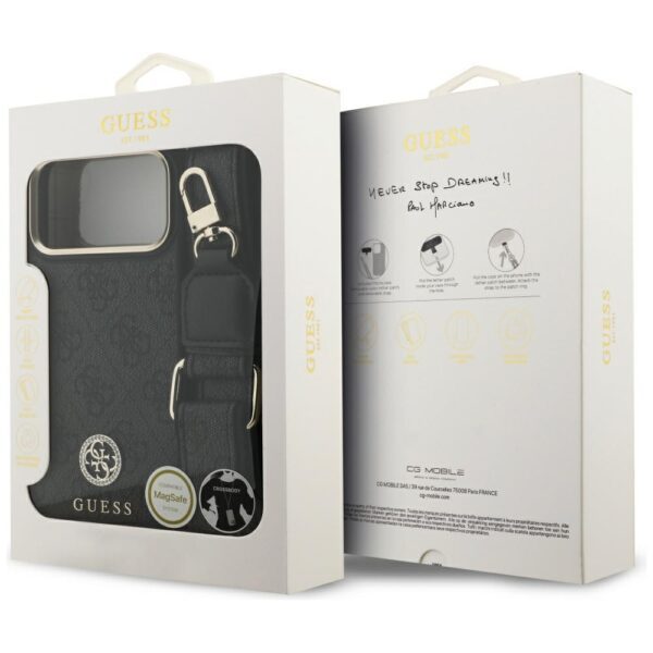 474680_oryg Guess 4G Srtass Logo & Big Strap Metal Buttons MagSafe case for iPhone 17 Pro Max black