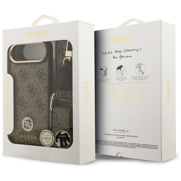 474698_oryg Guess 4G Strass Logo & Big Strap Metal Buttons MagSafe case for iPhone Air brown
