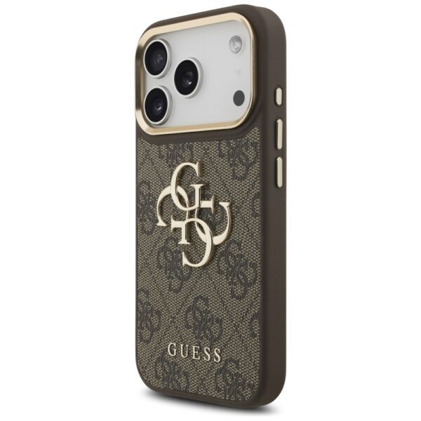 Guess 4G Big 4G Classic Logo Big Strap Metal Buttons case for iPhone 17 Pro brown