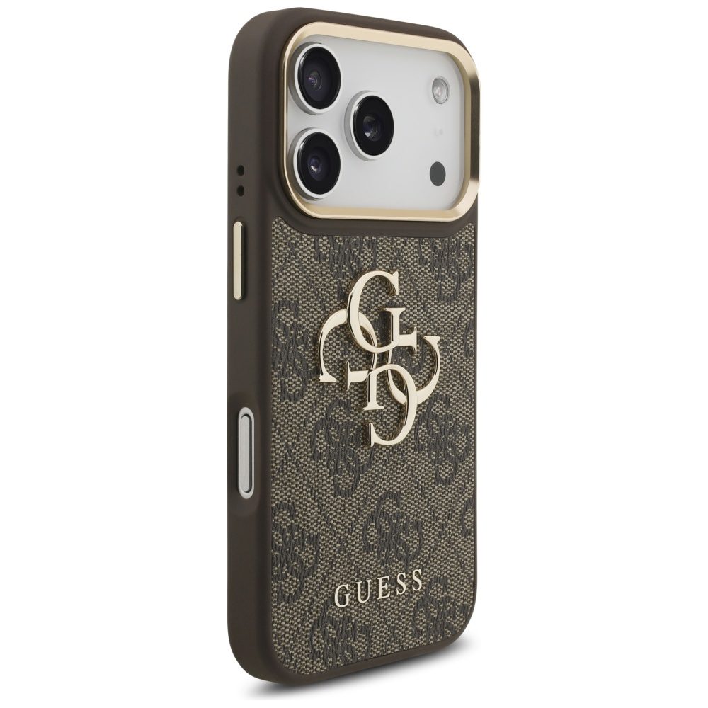 Guess 4G Big 4G Classic Logo Big Strap Metal Buttons case for iPhone 17 Pro brown