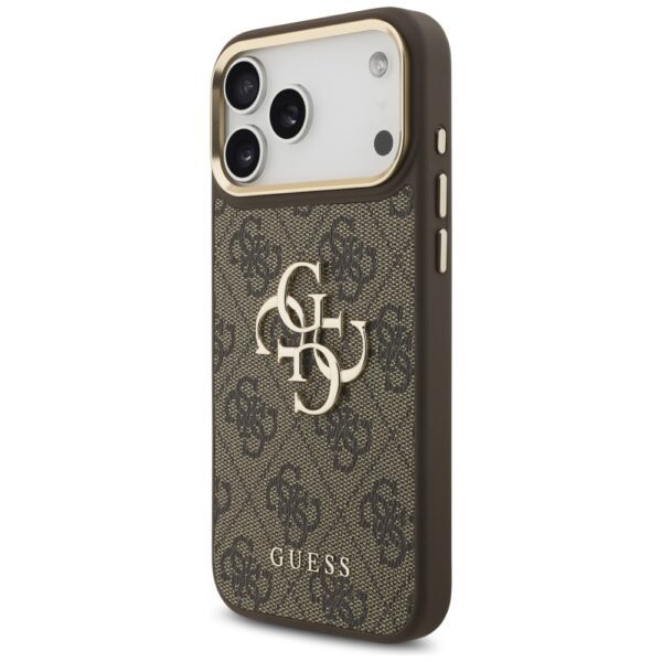 Guess 4G Big 4G Classic Logo Big Strap Metal Buttons case for iPhone 17 Pro Max brown