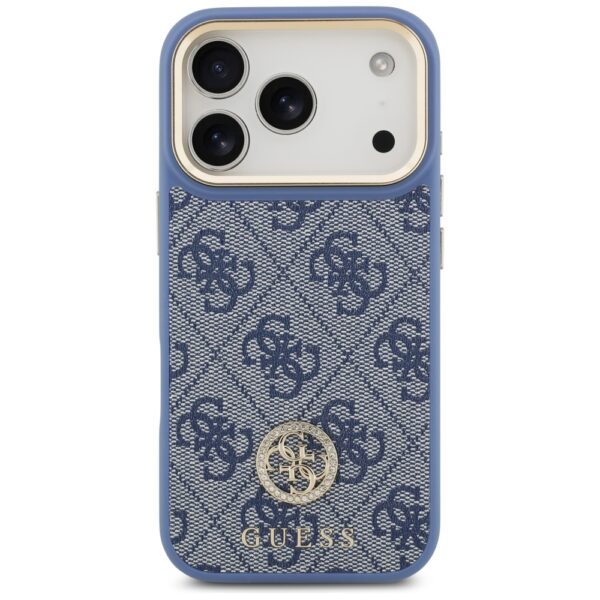 474763_oryg Guess 4G Strass Logo & Big Strap Metal Buttons MagSafe case for iPhone 17 Pro blue