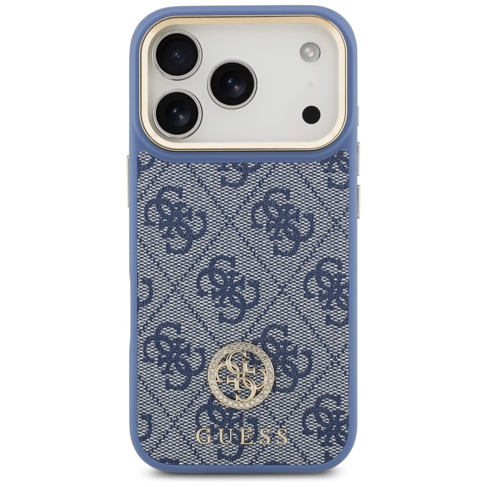 474763_oryg Guess 4G Strass Logo & Big Strap Metal Buttons MagSafe case for iPhone 17 Pro blue