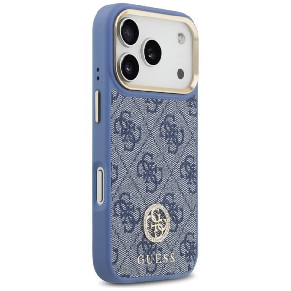 474764_oryg Guess 4G Strass Logo & Big Strap Metal Buttons MagSafe case for iPhone 17 Pro blue