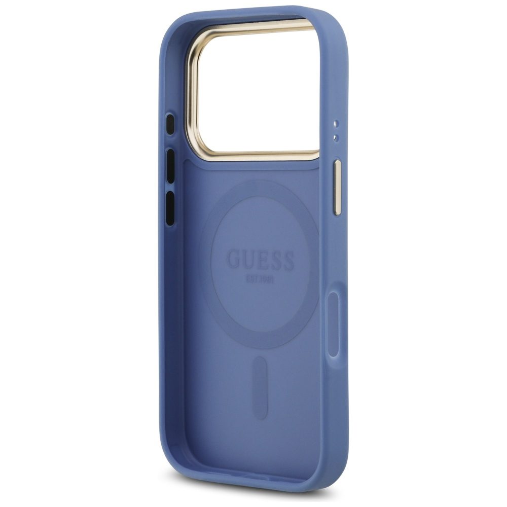 474767_oryg Guess 4G Strass Logo & Big Strap Metal Buttons MagSafe case for iPhone 17 Pro blue