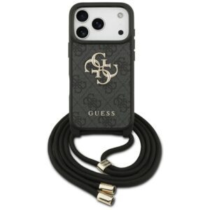 Guess 4G Big Logo Cord Stap Crossbody case for iPhone 17 Pro black